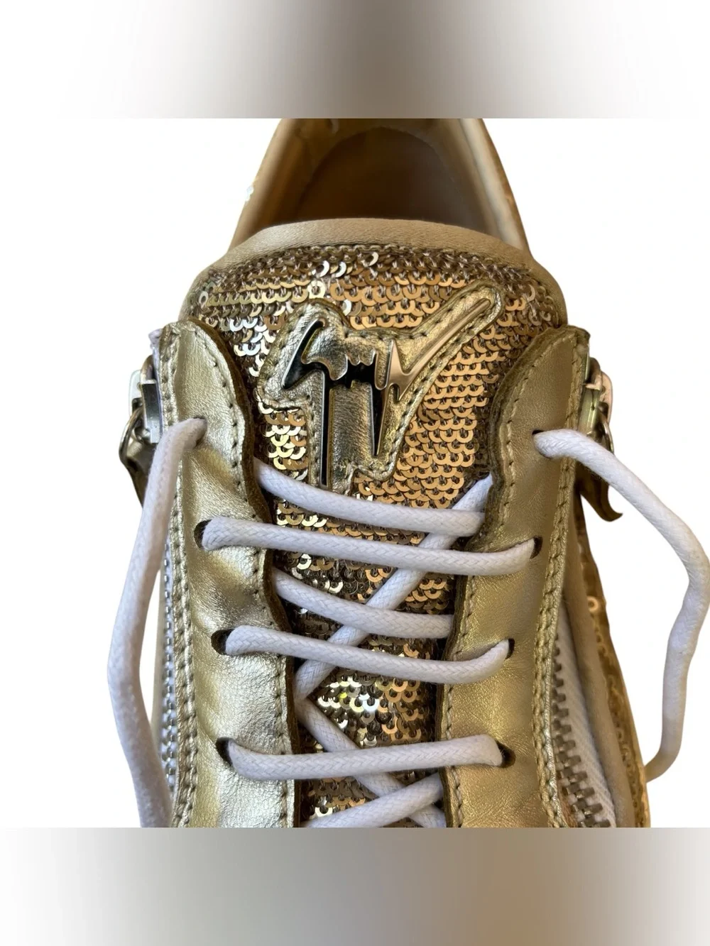 GIUSEPPE ZANOTTI “Gail” Gold Sequin Low Top Sneakers